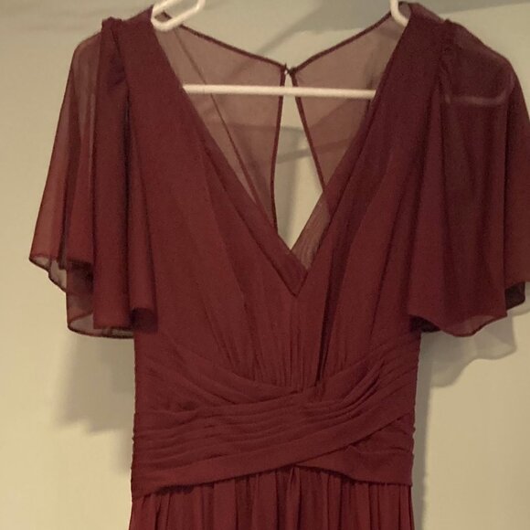 Floor Lenth Flutter Sleeve Crisscross Mesh Dress-DB Celebrate - Picture 2 of 14